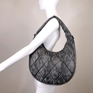 INC International Concept Grey Black Animal Print Quilted Padded Hobo Purse